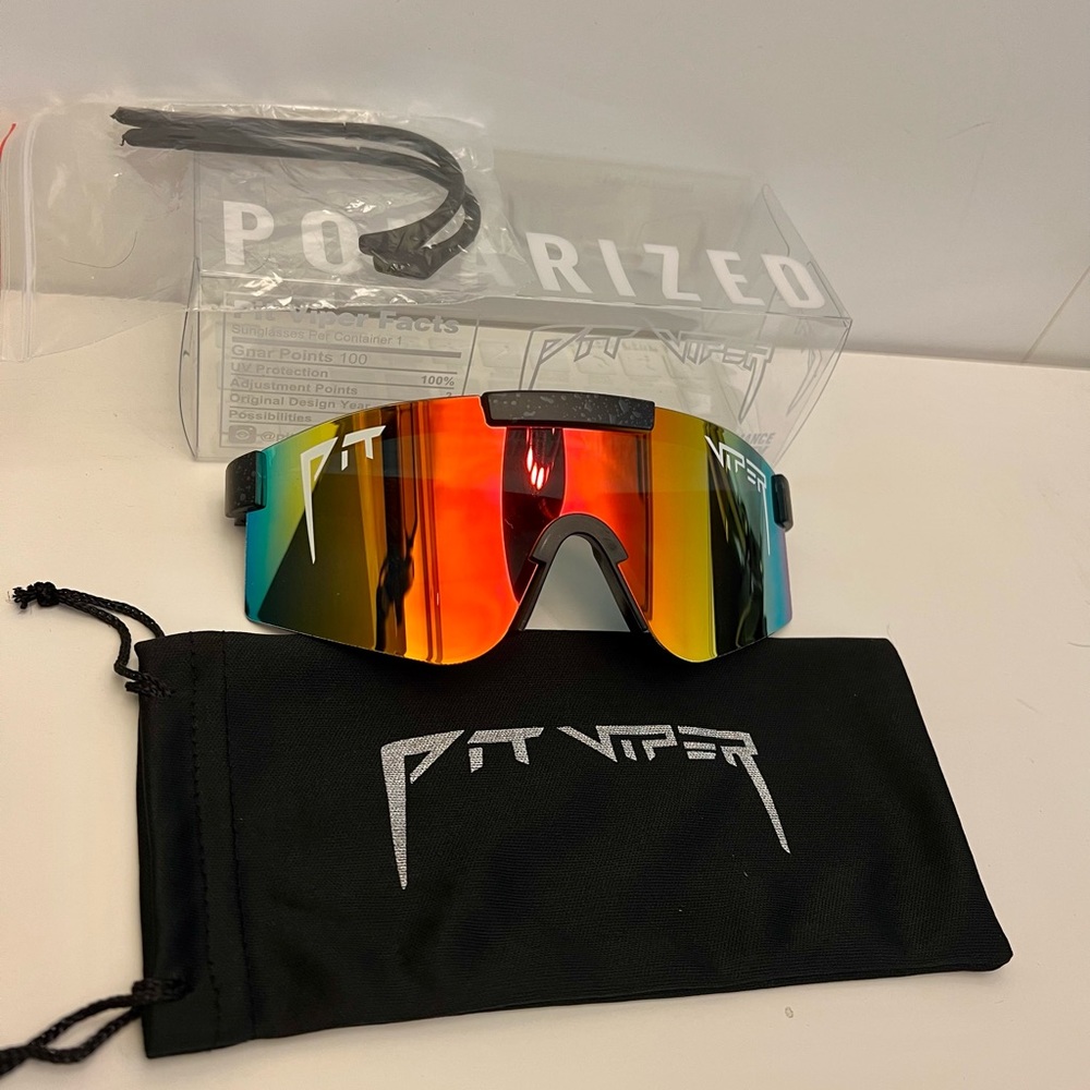 Brand New Pit Viper Orange/Yellow/Blue With Bag And Ear Loops